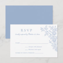 Elegante Floral Vintage Resposta de Casamento Azul