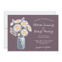 Elegante Floral White Daisies Mason Jar Wedding