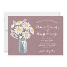 Elegante Floral White Daisies Mason Jar Wedding