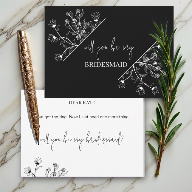 Convite Elegante Floral "Will to be my Bridesmaid" (Criador carregado)