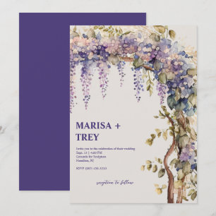 Convite Elegante Floral Wisteria Canopy Wedding