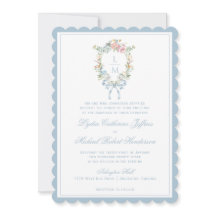 Elegante Floral Wreath Crest | Casamento Monograma