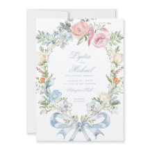 Elegante Floral Wreath Crest | Casamento Monograma