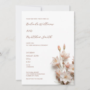 Convite Elegante Flores 3D Rosa Blush