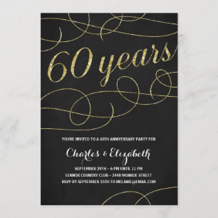 Convite Elegante Flourish   Faux Gold Foil 60.o Aniversári