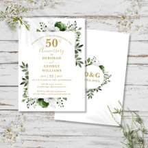 Elegante Folhagem Dourada Aniversário de 50 Anos d