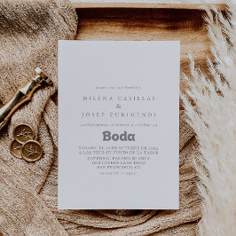 Convite Elegante Formal Minimalista Casamento Espanhol