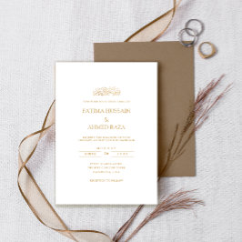 Convite Elegante Formal Minimalista Casamento Muçulmano em