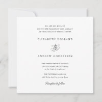 Elegante Formal Quadrado Preto e Branco de Casamen
