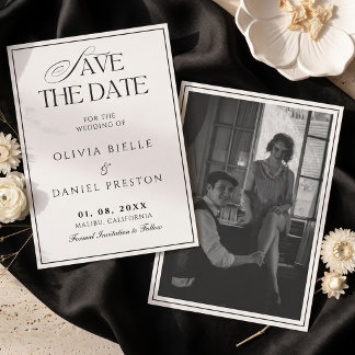 Convite Elegante Foto Antiga de Dinheiro Save the Date
