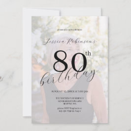 Convite Elegante Foto com Letra Preta para Oitavo Aniversá