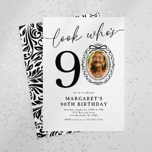 Convite Elegante Foto de 90º Aniversário