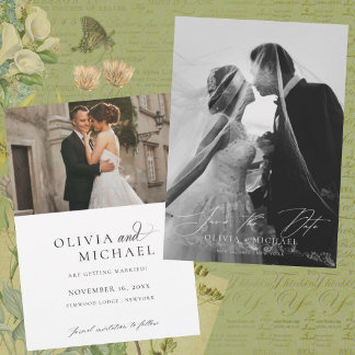 Convite Elegante Foto de Casamento com Script Moderno para
