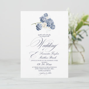 Convite Elegante Foto de Casamento Minimalista Moderno Azu