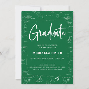 Convite Elegante Foto de Matemática de Gradução Verde Grad