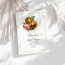 Elegante Foto de Quince Anos Floral em Dourado e R