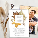 Convite Elegante Foto do Casamento outono de Folhagem de o<br><div class="desc">O Elegante Dusty Brown Rustic Autumn Deixa Cartão de Convite para Casamento outono com Foto. Convites de casamento bonito, elegantes e modernos para sua ocasião especial! Perfeito para a bela e calorosa temporada de outono! Cor d'água, castanho claro e ouro, borda quadrada de folhagem de outono amarela, com uma variedade...</div>