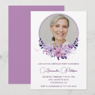 Convite Elegante Foto Floral Boho de 83º aniversário
