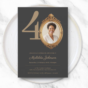 Convite Elegante Foto Personalizada Aniversário de 40 anos