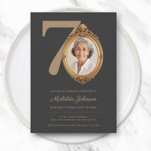 Convite Elegante Foto Personalizada Aniversário de 70 Anos