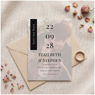 Convite Elegante Foto Preto e Branco Moderno Save The Date