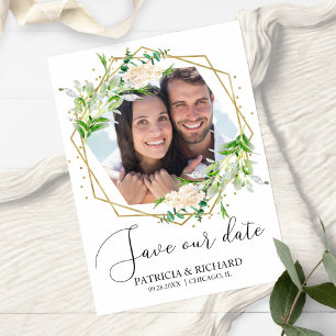Convite Elegante Fotografia de Verde para Casamento Save t