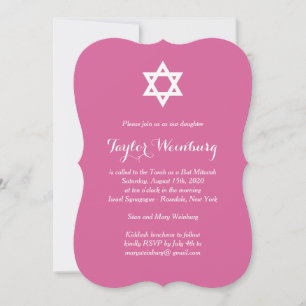 Convite Elegante Fuchsia Bat Mitzvah