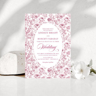 Convite Elegante Fuchsia Rosa Empoeirada Toile Rosas Casam
