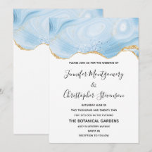 Elegante Fundo de Ágata Azul e Dourado Casamento