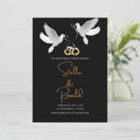 Elegante Fundo Dourado e Preto Pombas Brancas