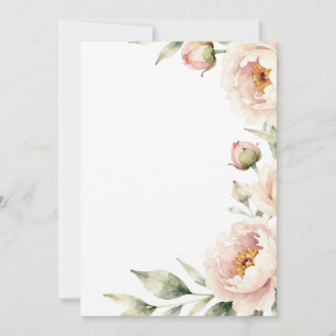 Convite Elegante fundo floral de peônia em aquarela rosada