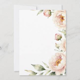 Convite Elegante fundo floral de peônia em aquarela rosada