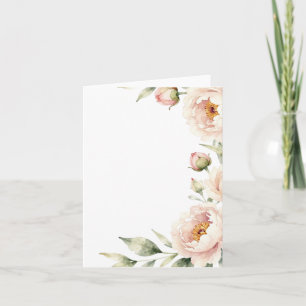 Convite Elegante fundo floral de peônia em aquarela rosada