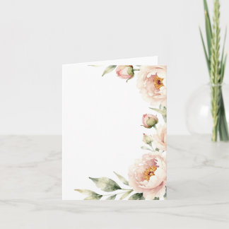 Convite Elegante fundo floral de peônia em tons de blush e