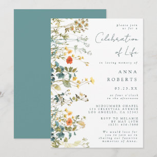 Convite Elegante Funeral de Flores Silvestres