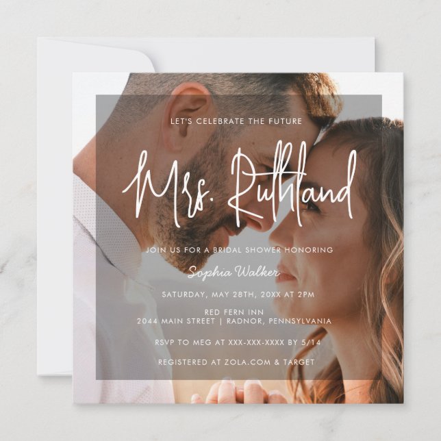 Convite Elegante Futuro Sra. Chá de panela Preto e Branco (Frente)