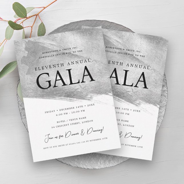 Convite Elegante GALA Company Silver Brush (Elegant GALA Company Silver Brush Invitation)