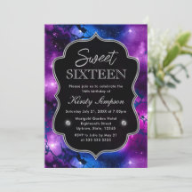 Elegante Galáxia de Mármore Roxo e Azul Sweet Sixt