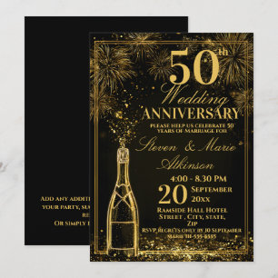 Convite Elegante Garrafa de Fizz Dourada de Aniversário de