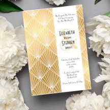 Elegante Gatsby Art Déco Anos 20 Dourado Casamento
