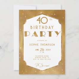 Convite Elegante Gatsby White e Dourada Deco aniversário d