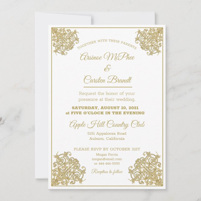 Convite Elegante Gilded Wedding (Frente)