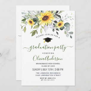Convite Elegante Girassol Festa de formatura Eucalyptus