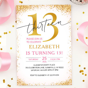 Convite Elegante Girly 13 Birthday
