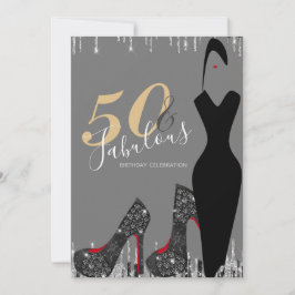 Convite Elegante Glam Silver Dourada Festa de aniversário 