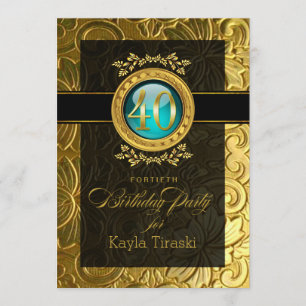 Convite Elegante Glamor Embossed aniversário de 40 anos