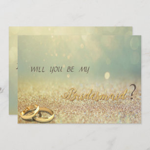 Convite Elegante Glitter Bokeh,Rings Bridesmaid Card