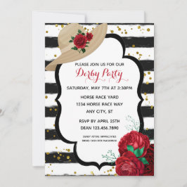 Convite Elegante Glitter Derby Hat Racing Party