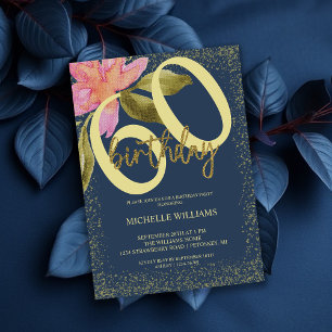 Convite Elegante Glitter Dourado Floral Aguarela Chic Conv