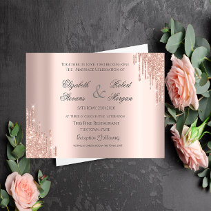 Convite Elegante Glitter Dourado Rosa Casamento